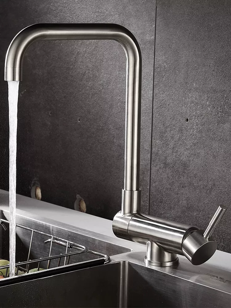 Seven-character rotating folding kitchen hot and cold faucet
