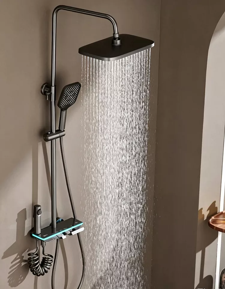Digital Led Light Piano Key Large Panel Shower Head Set